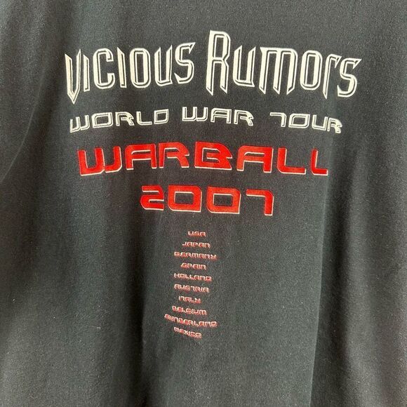 Vicious Rumors Men's XL World War Tour Shirt 2007 Warball Black Metal Band Tee - Picture 3 of 7